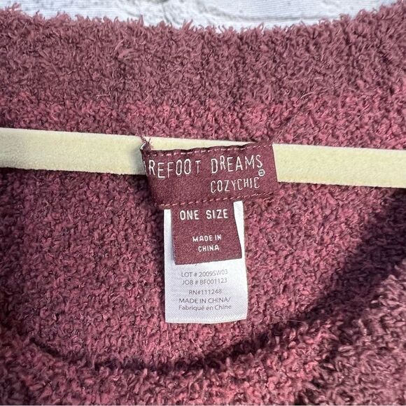 Barefoot Dreams maroon button cozychic poncho sweater one size - Picture 6 of 10